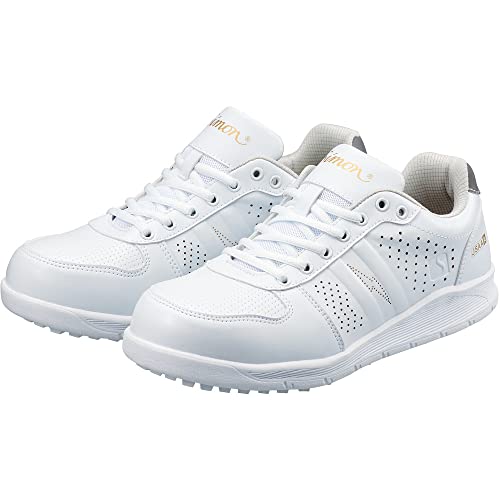 [シモン] 作業靴 短靴 JSAA規格認定 安全スニーカー 静電気帯電防止機能付 耐滑性 衝撃吸収 抗菌防臭 NS611静電 ホワイト 24.0 cm 3E